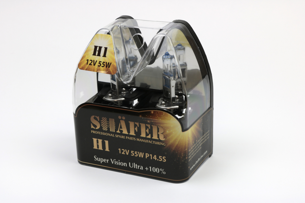 Лампа галогенова H1 12V55W P14.5S Super Vision Ultra +100%